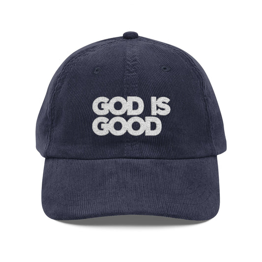 "Jen's God is good"corduroy embroidered hat